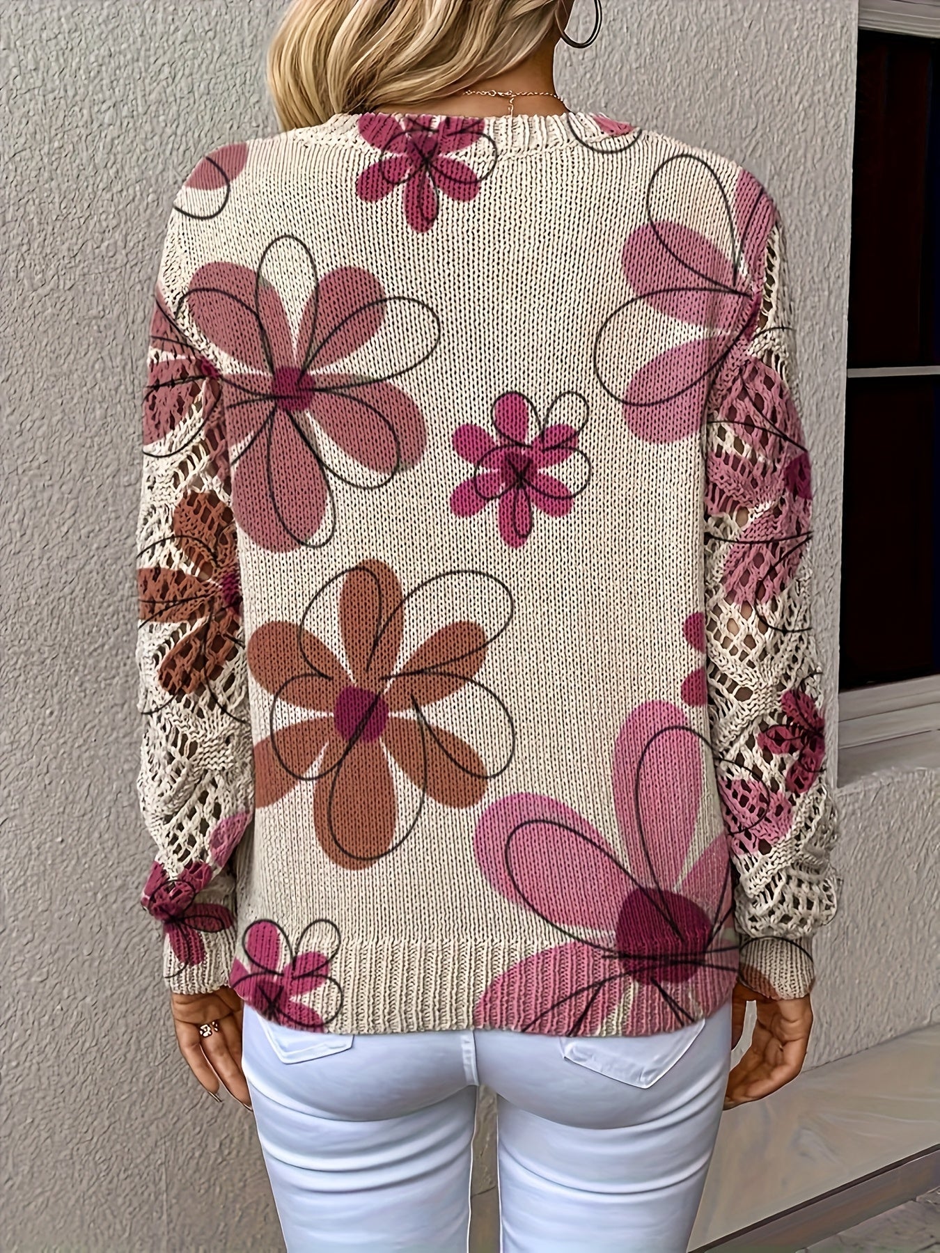 Lange™ | Tyylikäs V-pääntie Pitkähihainen Paita Kukkakuviolla, Boheemi Tyyli