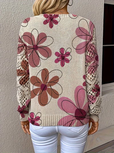 Lange™ | Tyylikäs V-pääntie Pitkähihainen Paita Kukkakuviolla, Boheemi Tyyli